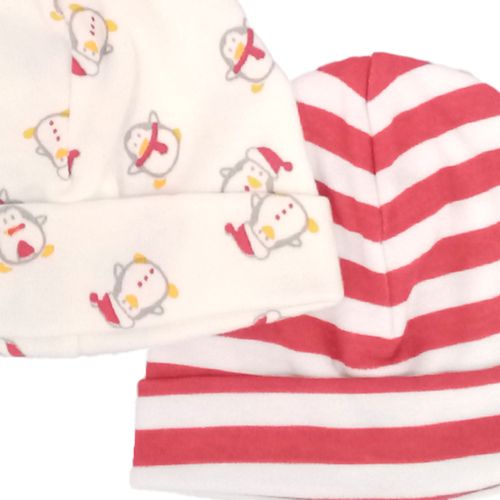 Set de 2 gorros navideño multicolor con estampado para bebé niño