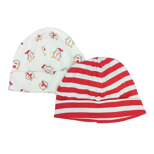 Set de 2 gorros navideño multicolor con estampado para bebé niño