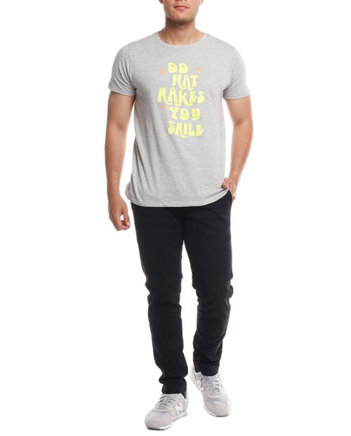 Camiseta gris heather estampada para hombre