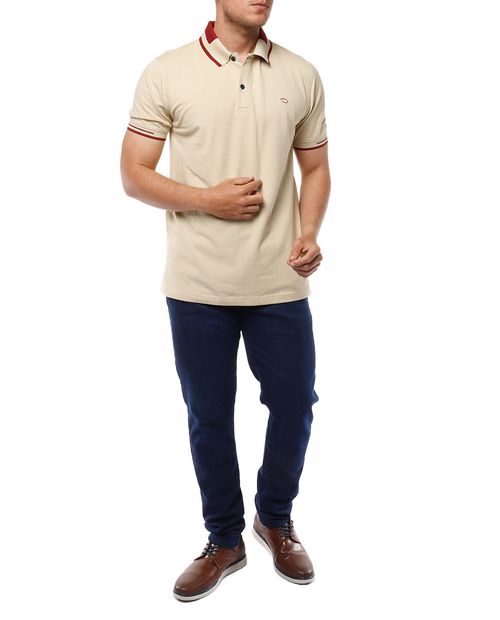 Camisa casual polo beige tailored fit para caballero