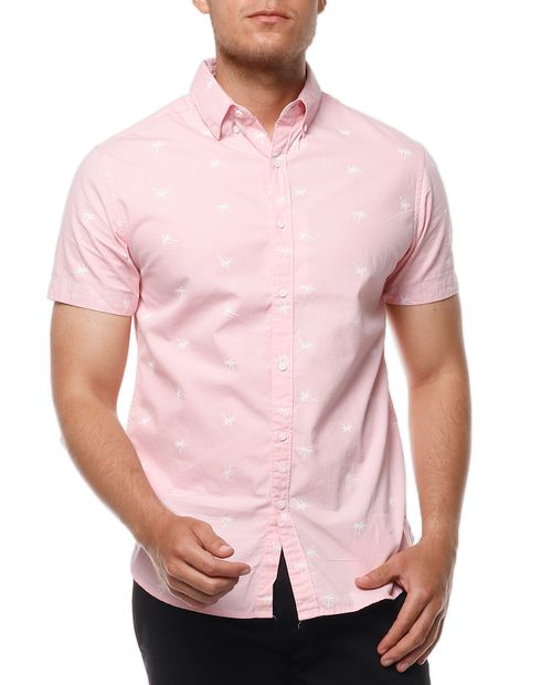 Camisa estampada rosada para hombre
