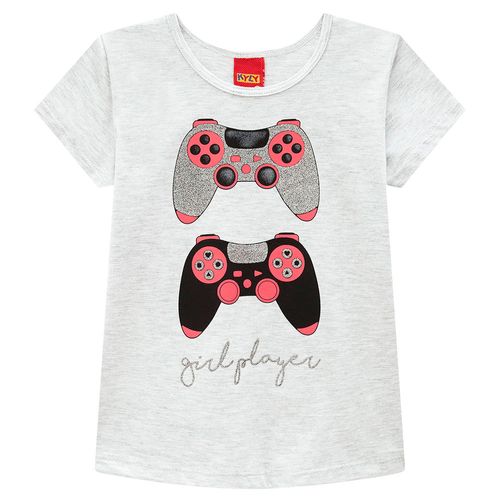 Blusa gris con estampado controles de videojuegos para niña