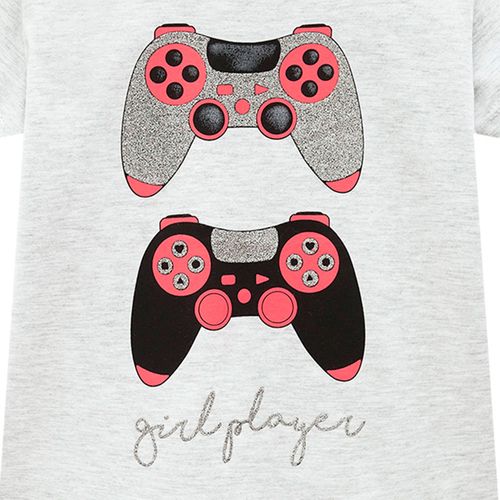 Blusa gris con estampado controles de videojuegos para niña