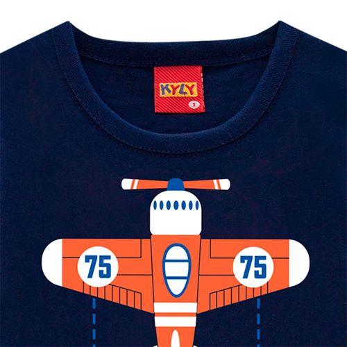 Camiseta azul con estampado de aviones para niño