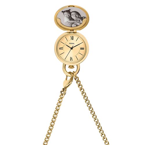 Collar reloj Fossil análogo dorado para dama