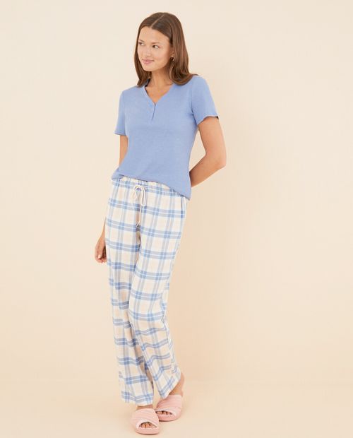 Pantalón pijama con estampado bicolor para dama
