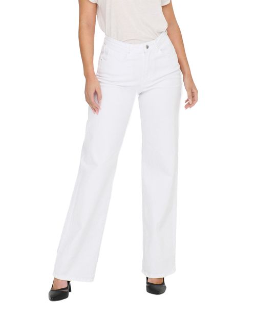 Jeans Only wide leg blanco con largo 30" de cintura alta para dama