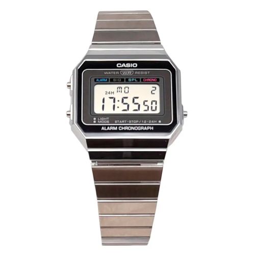 Reloj Casio Vintange digital metálico plateado para unisex