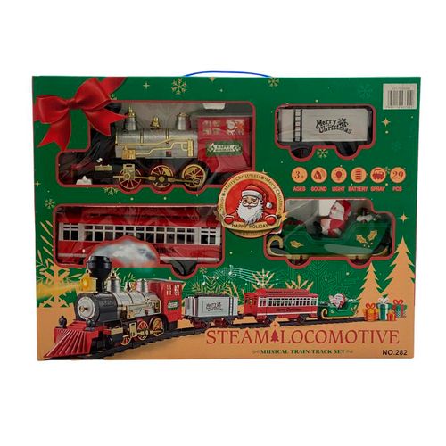 Set de tren navideño con luces y música 29pz 158cm x 88cm