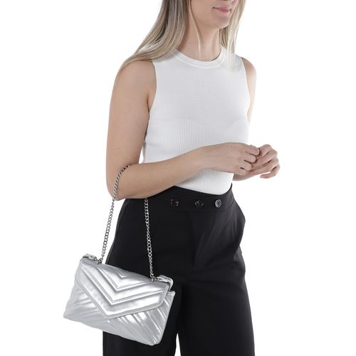Cartera crossbody Sabrina color plateado para mujer