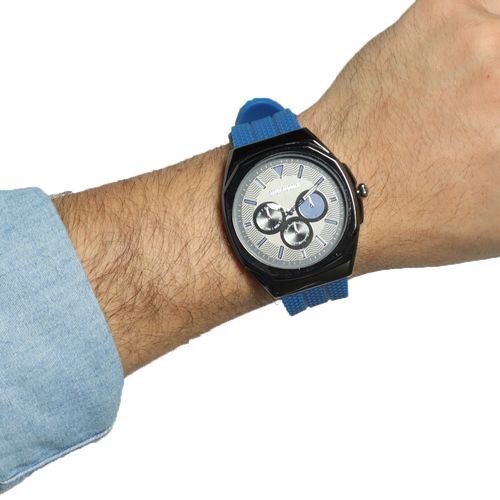 Reloj Steve Madden análogo cronógrafo silicón azul para hombre