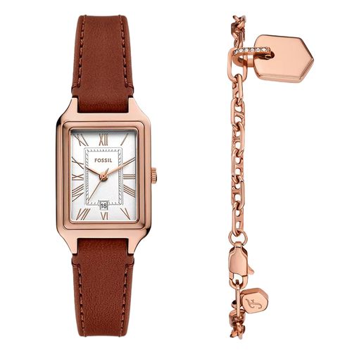 Reloj análogo Fossil de cuero café para mujer