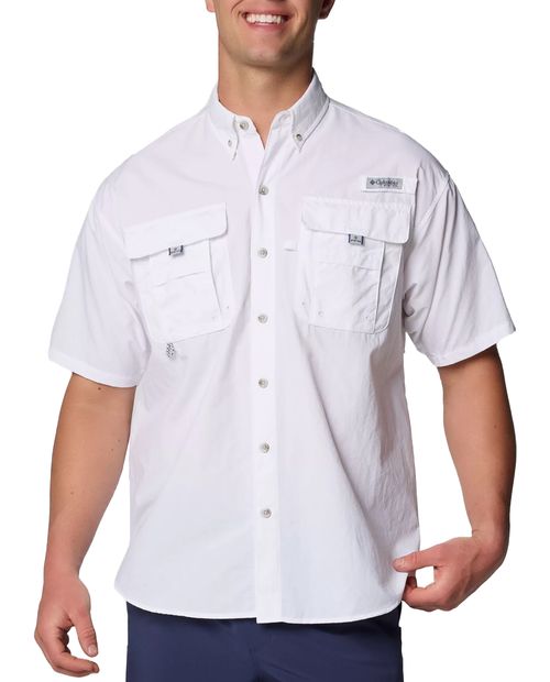 Camisa Columbia PFG Bahama II blanca sólida para hombre