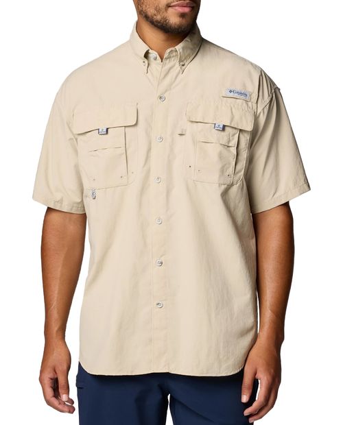 Camisa Columbia PFG Bahama II beige sólida para hombre