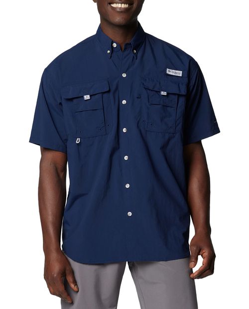 Camisa Columbia PFG Bahama II navy sólida para hombre