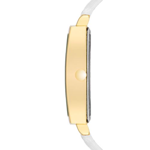 Reloj Nine West análogo de cuero blanco para mujer