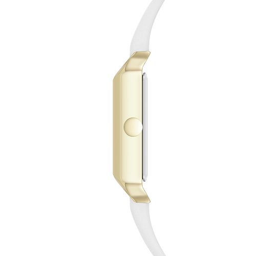 Reloj Nine West analogo cuadrado de metal con correa de cuero blanca para mujer