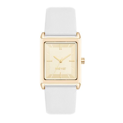 Reloj Nine West análogo de cuero blanca para mujer