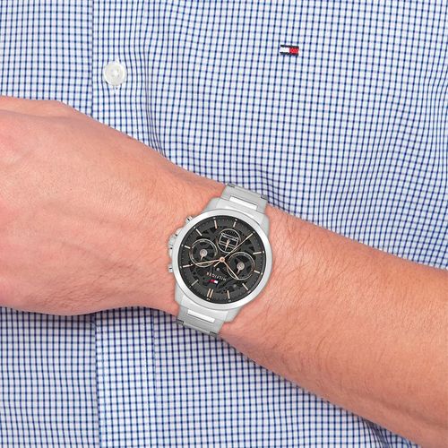 Reloj Tommy Hilfiger análogo cronógrafo de acero plateado para mujer