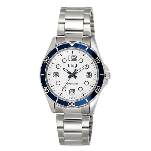 Reloj Q&Q análogo metálico plateado para hombre