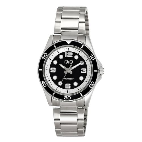 Reloj Q&Q análogo metálico plateado para hombre