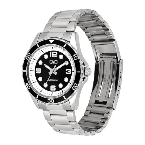 Reloj Q&Q análogo metálico plateado para hombre