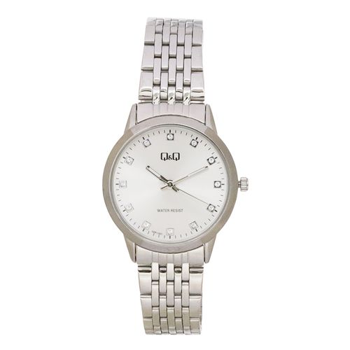 Reloj Q&Q análogo metálico plateado para mujer