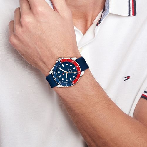 Reloj Tommy Hilfiger Oceanic color azul de silicón para hombre