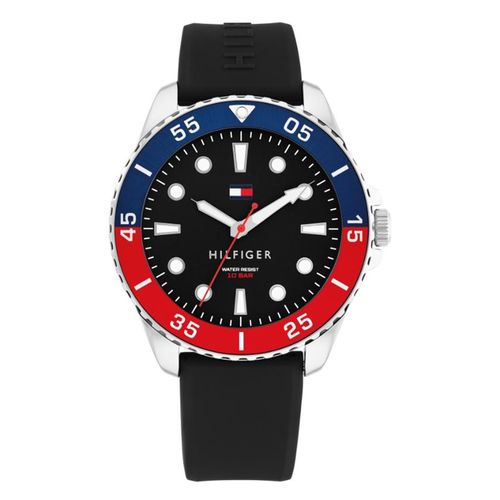 Reloj Tommy Hilfiger Oceanic color negro de silicón para hombre