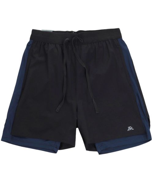 Short deportivo Teammate 2 en 1 negro sólido para hombre