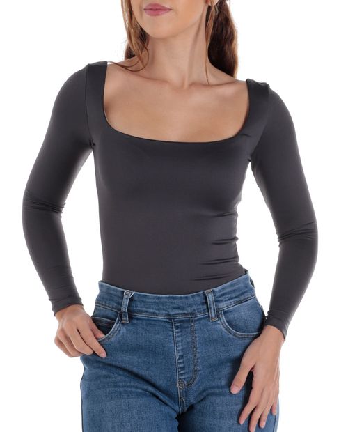 Blusa Mine bodysuit gris manga larga para mujer