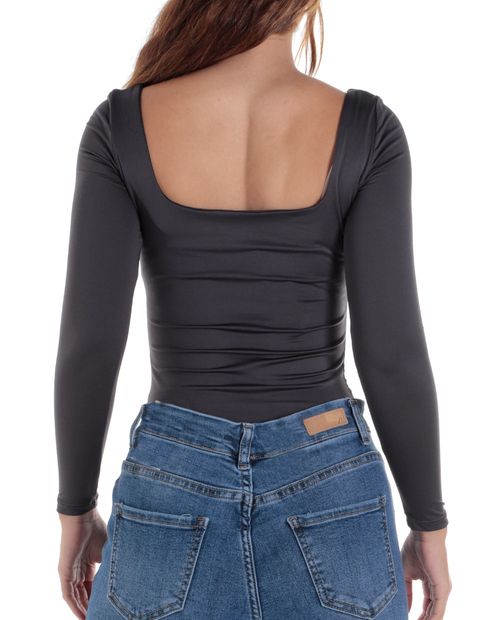 Blusa Mine bodysuit gris manga larga para mujer