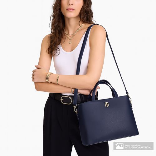 Cartera satchel Tommy Hilfiger color azul (navy) para mujer