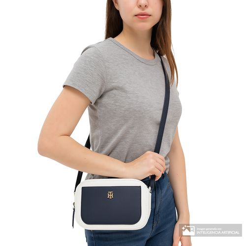 Cartera crossbody Tommy Hilfiger color blanco/azul para mujer