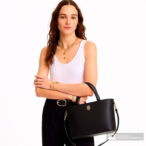 Cartera satchel Tommy Hilfiger color negro para mujer
