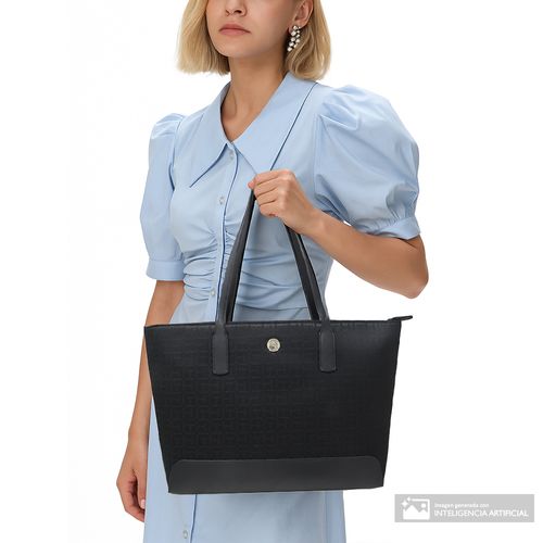 Cartera tote Tommy Hilfiger color negro para mujer