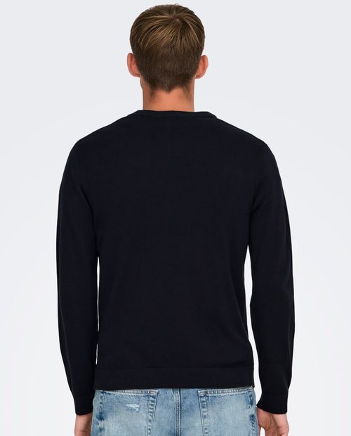 Suéter Only & Sons regular fit navy con estampado "Christmas Tree Rex" para hombre