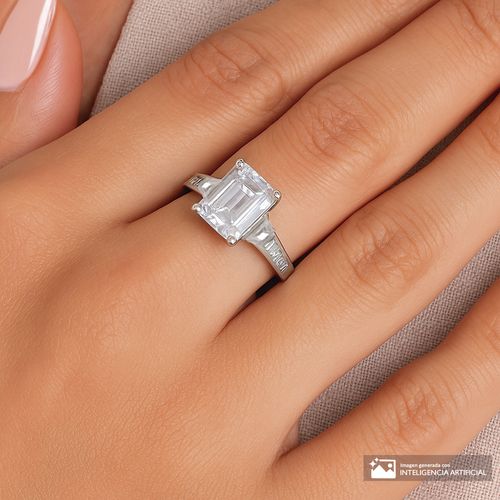 Anillo de plata con piedra zirconia para mujer talla 9