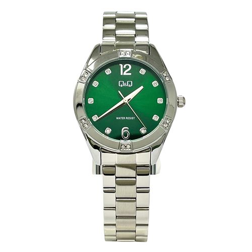 Reloj Q&Q análogo metálico plateado para mujer