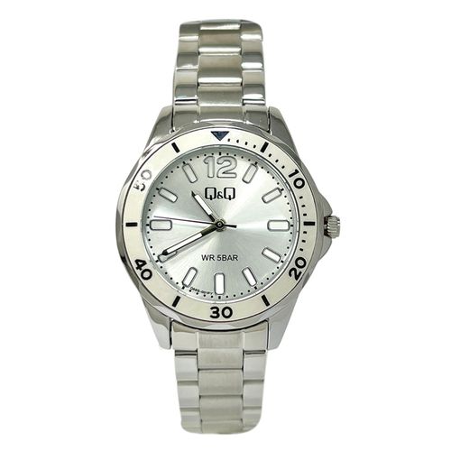 Reloj Q&Q análogo metálico plateado para mujer