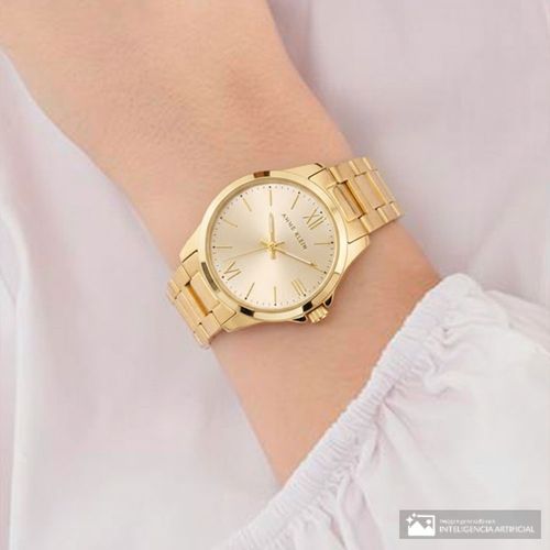 Reloj Anne Klein análogo de metal dorado para mujer