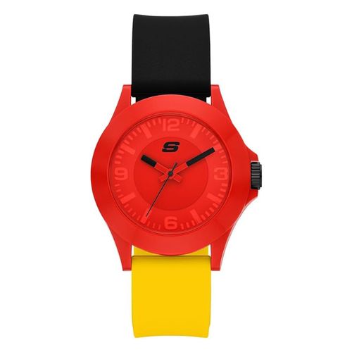 Reloj Skechers análogo Alemania de silicón amarillo con negro y esfera roja unisex