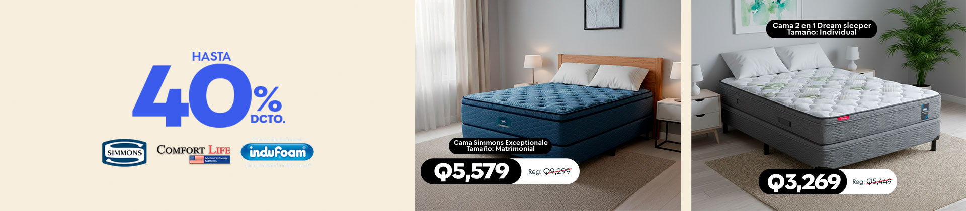 Camas y colchones Simmons y más marcas