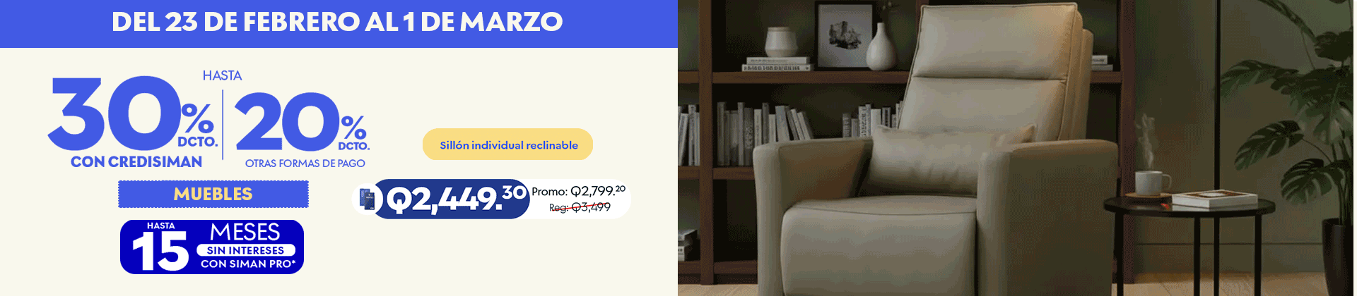 Muebles para el hogar hasta con 50% de descuento